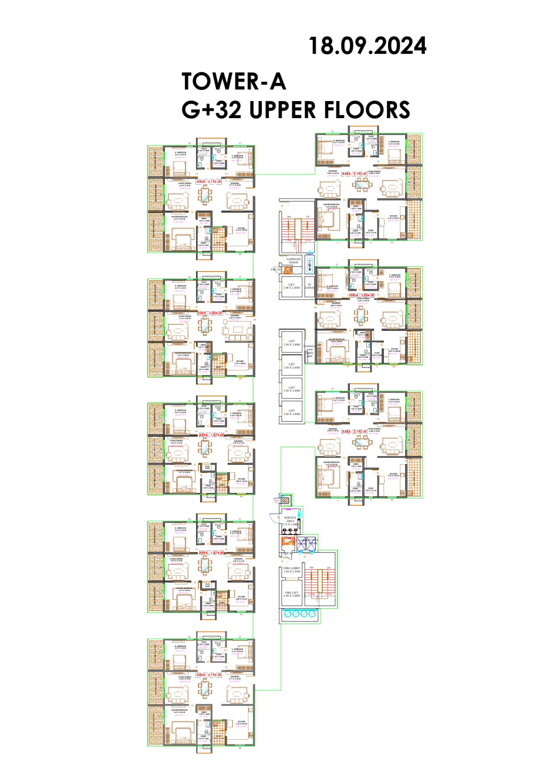 Tower A typical floor plan at Candeur Eternia in Bachupally, Hyderabad