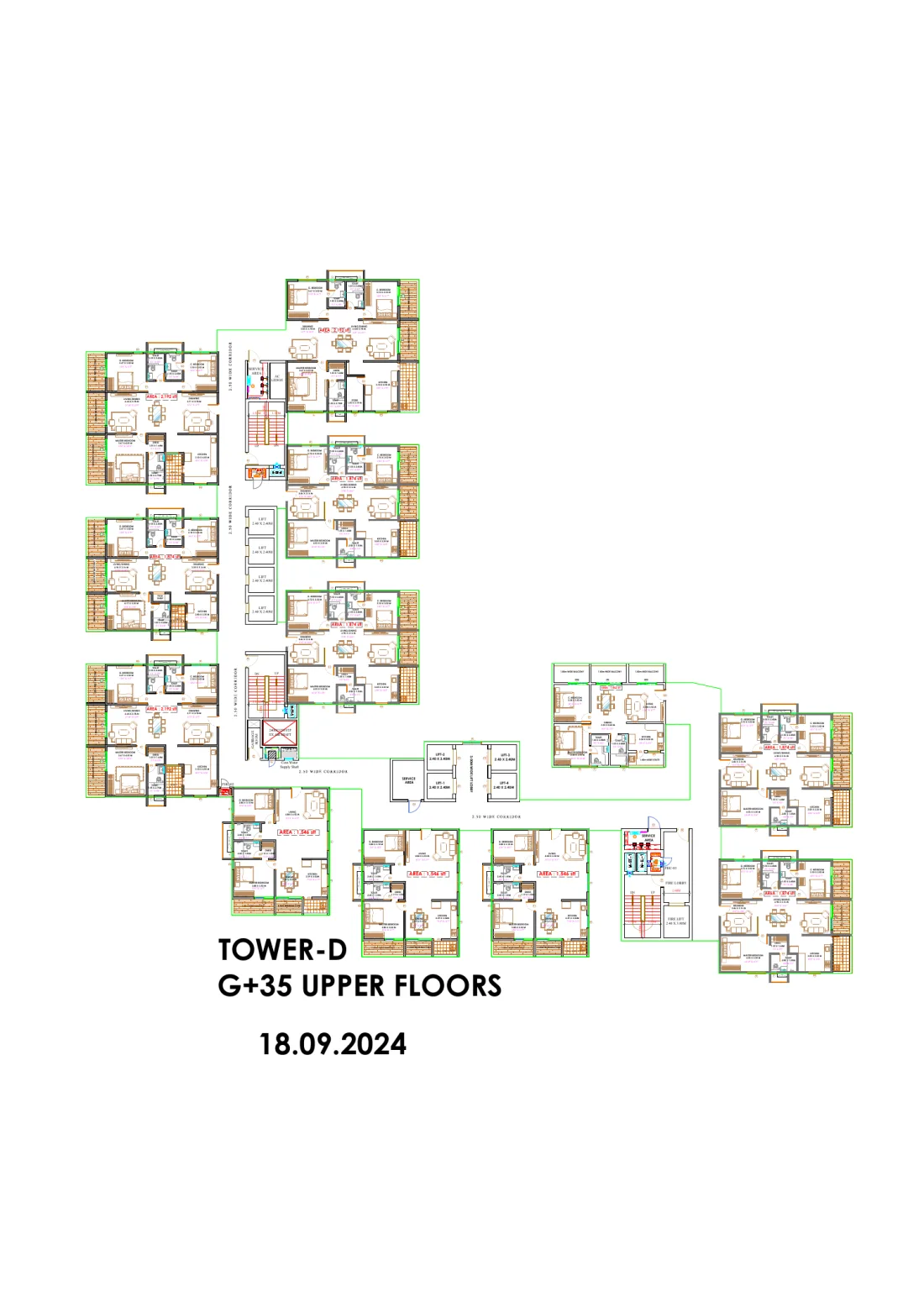 Tower D typical floor plan at Candeur Eternia in Bachupally, Hyderabad
